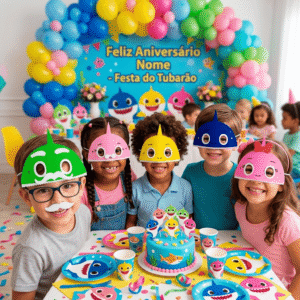 Máscaras Baby Shark Em Eva Para Lembrancinha De Festa Infantil Com 10 Unidades