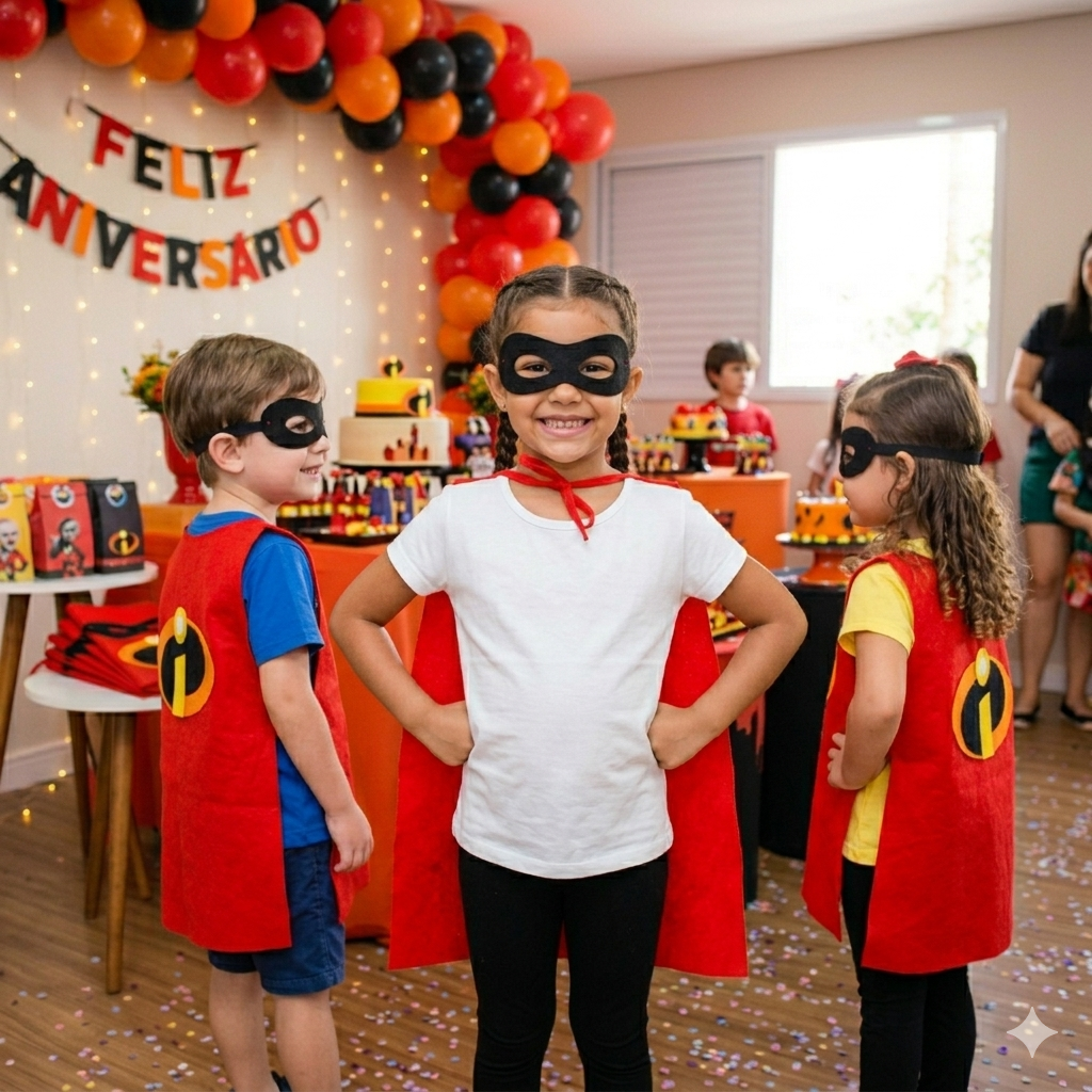 Kit Lembrancinha Os Incríveis Com Capa, Máscara E Bracelete Para Lembrancinha de Festa Infantil Com 10 Unidades