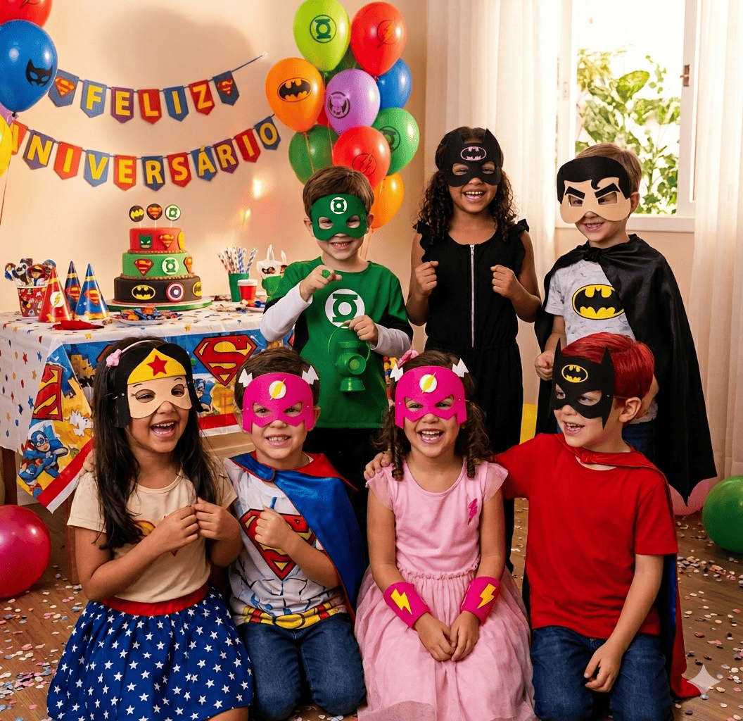 Máscaras Liga Da Justiça Em Eva Para Lembrancinha De Festa Infantil Com 10 Unidades