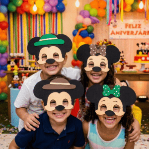 Máscaras Tema Mickey Safari Em Eva Para Lembrancinha De Aniversário Infantil Com 10 Unidades