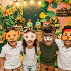 Máscaras Rei Leão Toda Em Eva Para Lembrancinha Festa Infantil Com 10 Unidades