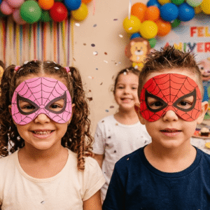 Máscaras Homem Aranha e Mulher Aranha Em Eva Para Lembrancinha Festa Infantil Com 10 Unidades