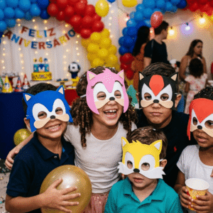 Máscaras Sonic Toda Em Eva Para Lembrancinhas De Festa Intantil Com 10 Unidades