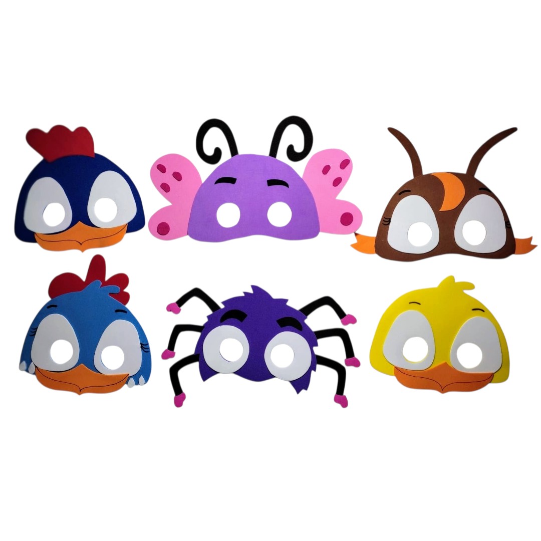 Máscaras Galinha Pintadiha Em Eva Para Lembrancinha Festa Infantil Com 10 Unidades - Imagem 2