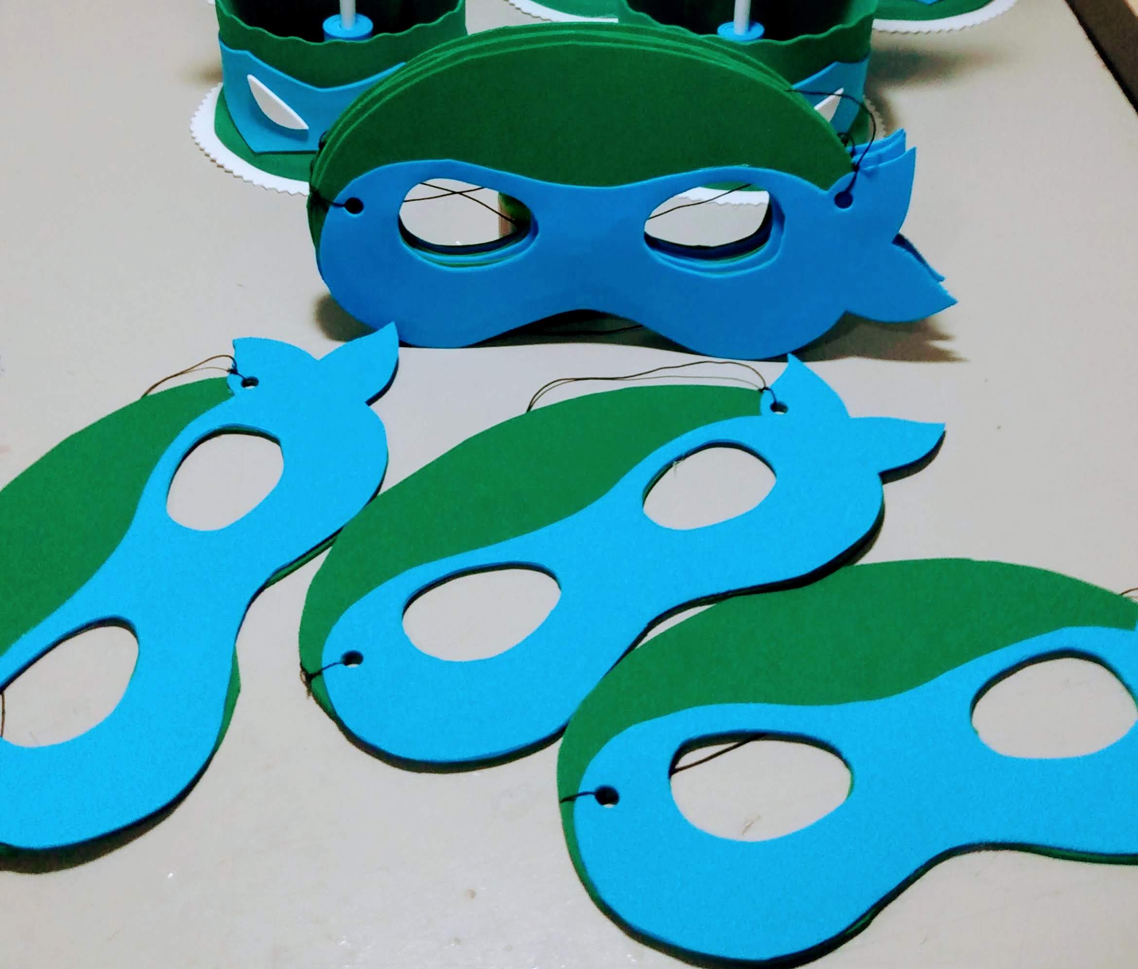 Máscaras Tartaruga Ninja Toda Em Eva Para Lembrancinha De Festa Infantil Com 10 Unidades - Imagem 4