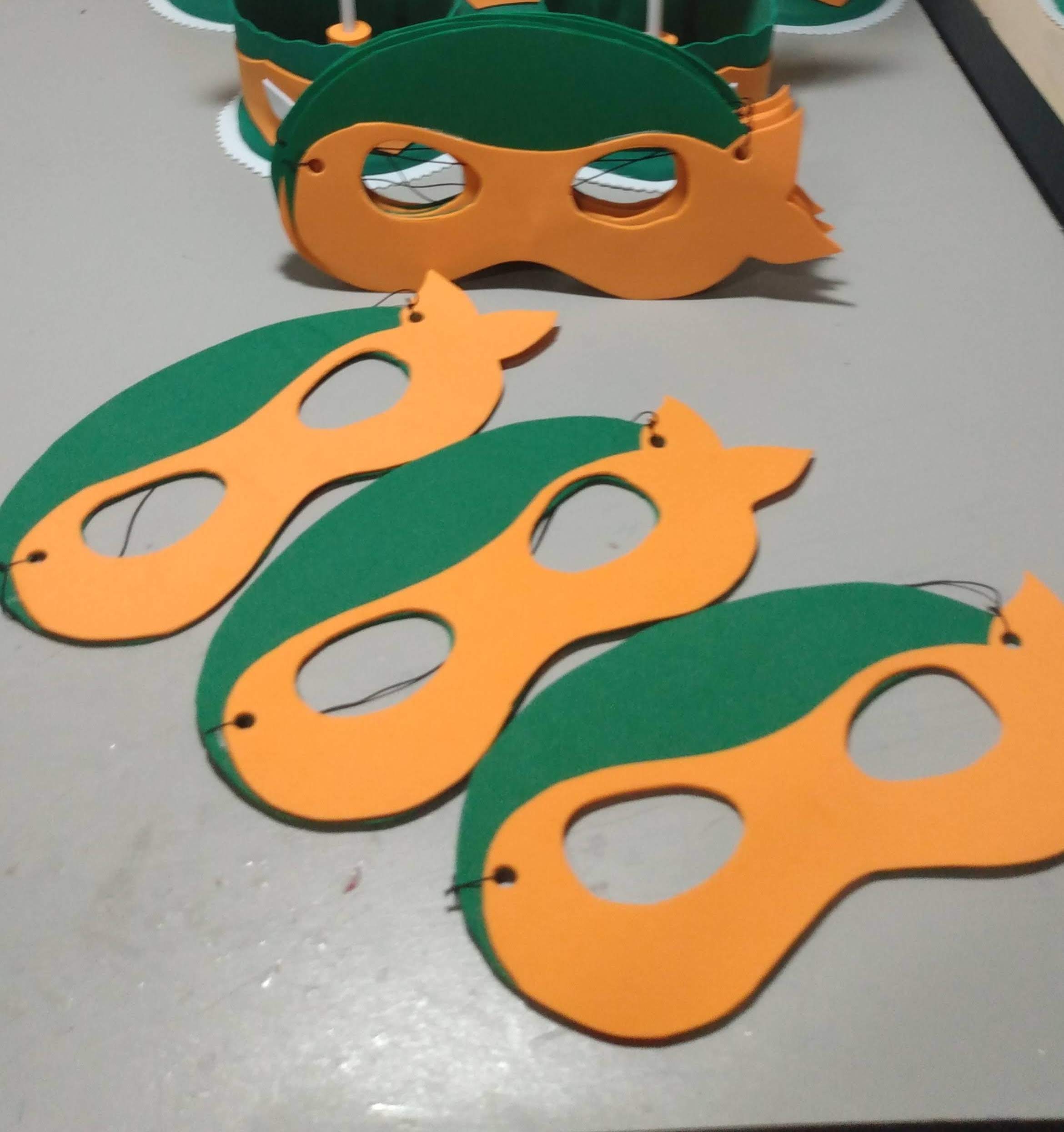 Máscaras Tartaruga Ninja Toda Em Eva Para Lembrancinha De Festa Infantil Com 10 Unidades - Imagem 3