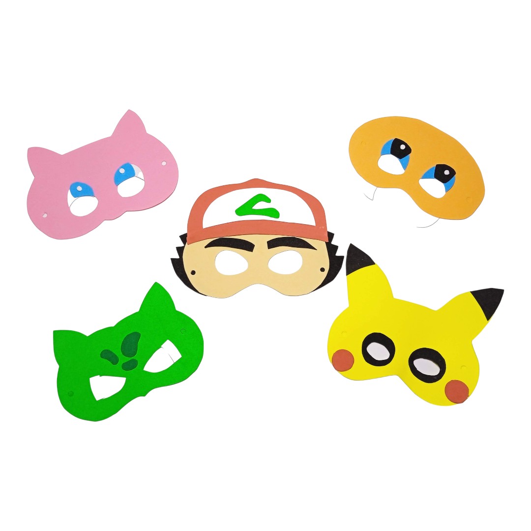 Máscaras Pokémon Em Eva Para Lembrancinha De Festa Infantil Com 10 Unidades - Imagem 3
