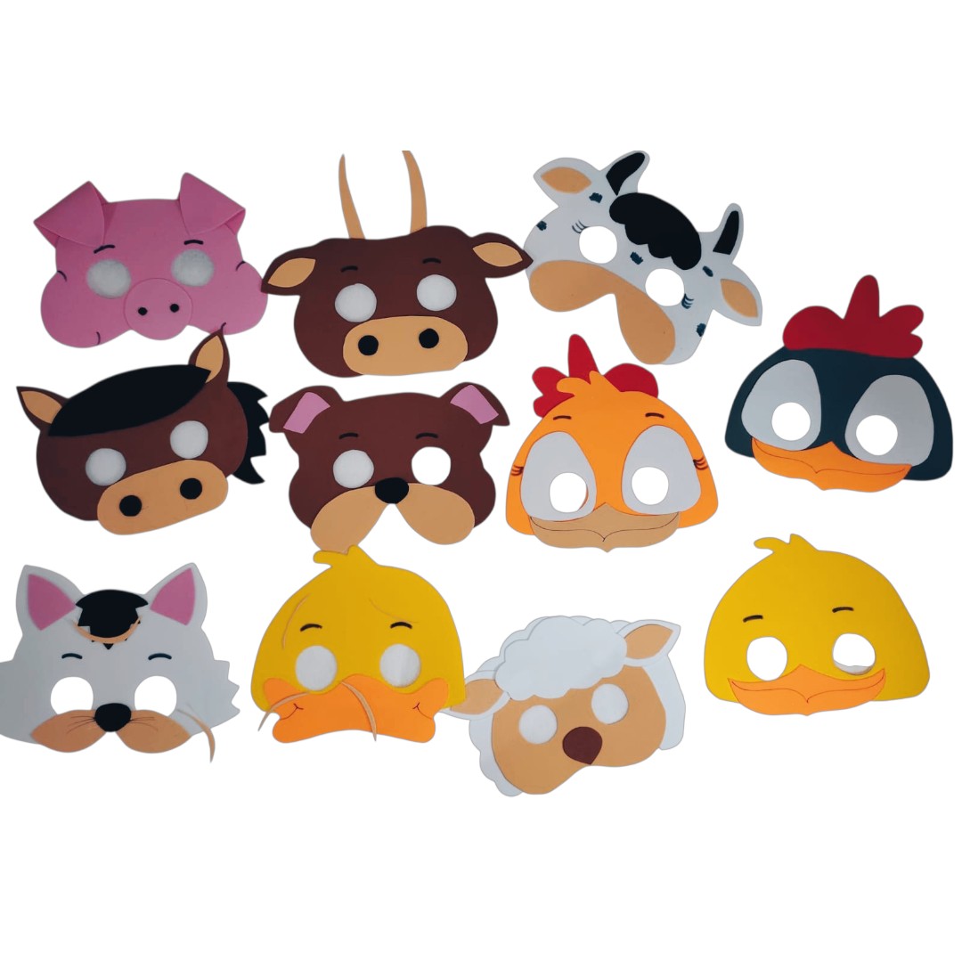 Máscaras Animais Da Fazendinha Em Eva Para Lembrancinha Festa Infantil Com 10 Unidades - Imagem 2