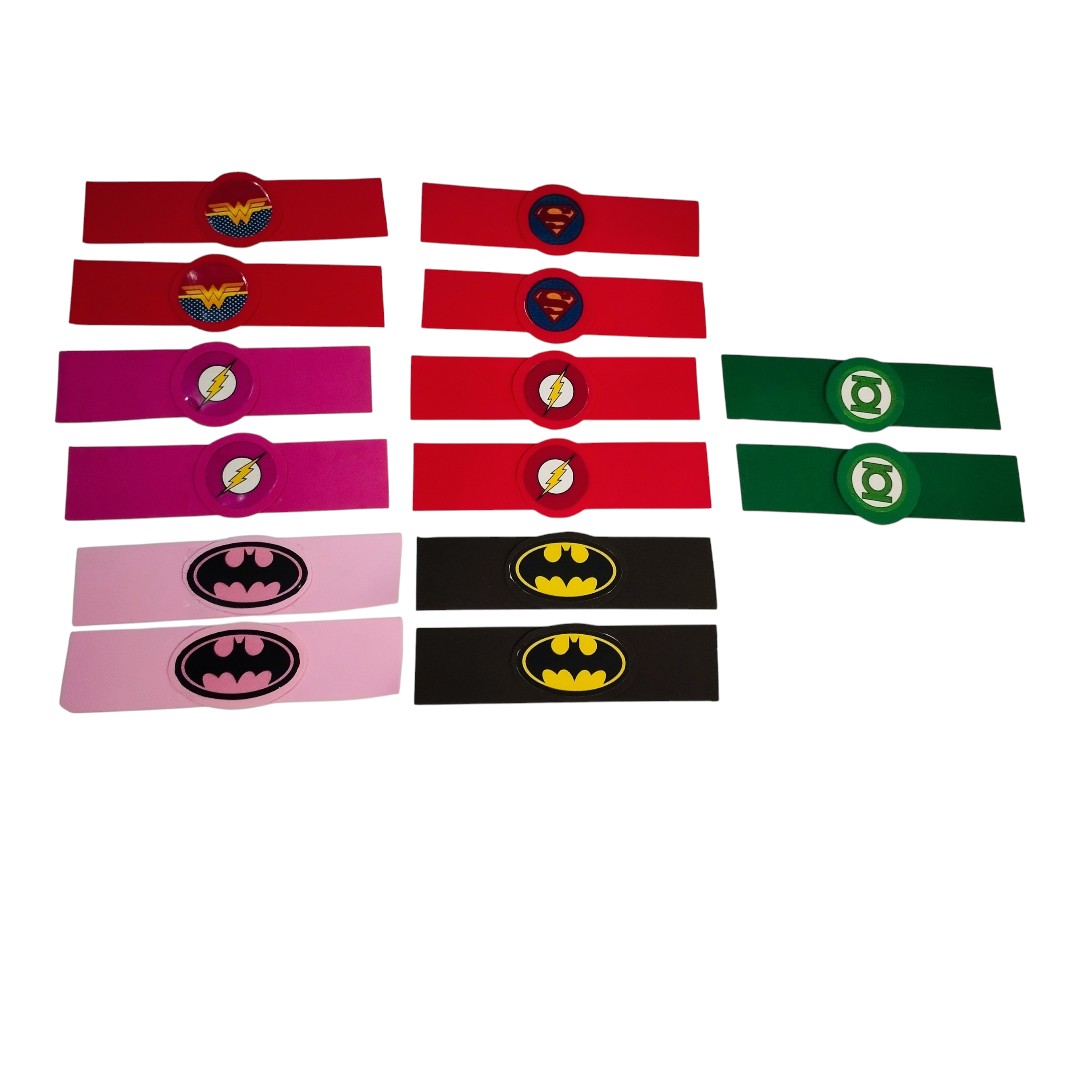 Kit Lembrancinha Liga da Justiça Com Máscara E 2 Braceletes Em Eva Para Festa Infantil - Imagem 3
