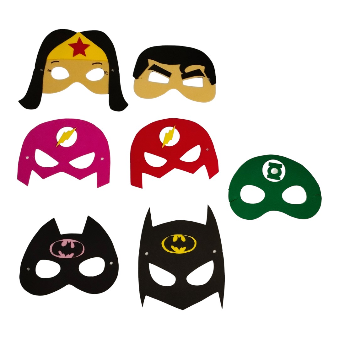 Kit Lembrancinha Liga da Justiça Com Máscara E 2 Braceletes Em Eva Para Festa Infantil - Imagem 2