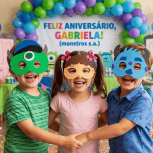 Máscaras Monstros SA Em Eva Para Lembrancinhas De Festa Infantil  Com 10 Unidades