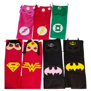 Kit Lembrancinha Liga Da Justiça Com Máscara Em Eva E Capa De TNT Para Festa Infantil Com 10 Unidades
