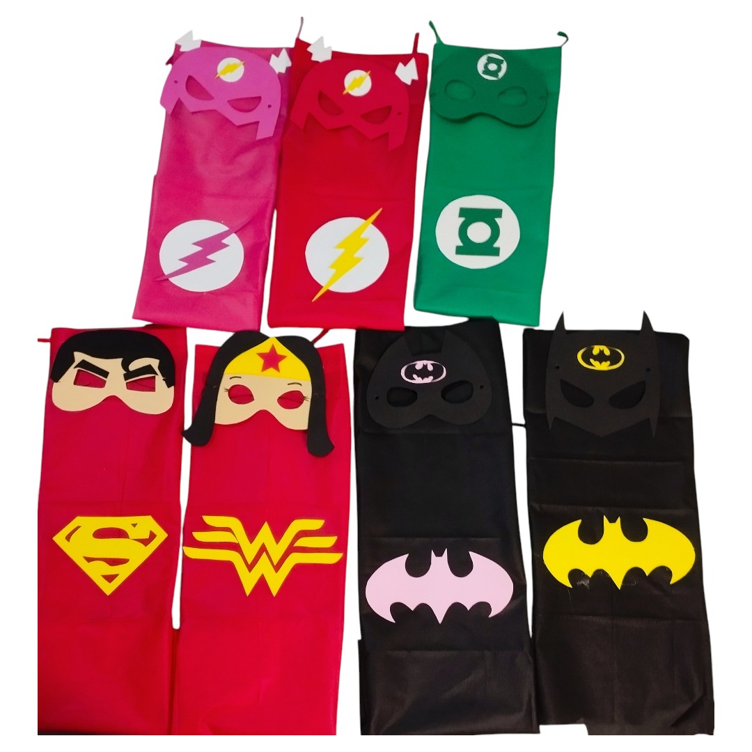 Kit Lembrancinha Liga Da Justiça Com Máscara Em Eva E Capa De TNT Para Festa Infantil Com 10 Unidades